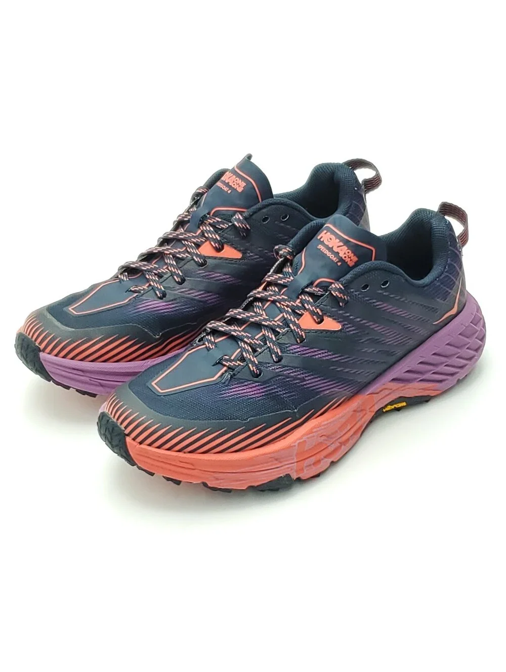 Hoka One One Speedgoat 4 Trail Running Shoes Women Size 7 Outer Space Hot Coral